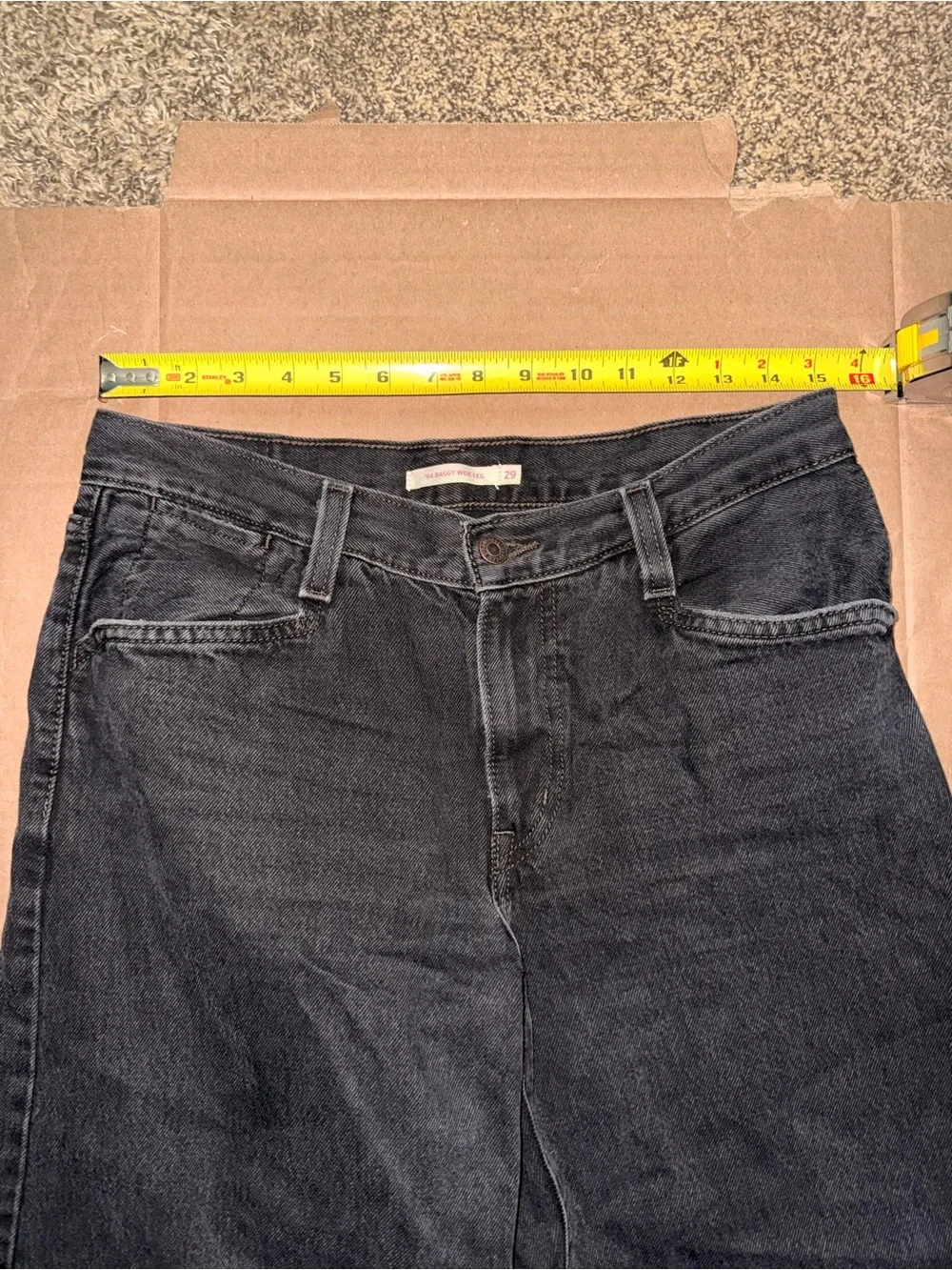 Levi’s 94 Baggy Wide Leg Jeans Black Wash High Rise W29 L31 100% Cotton - Picture 6 of 11